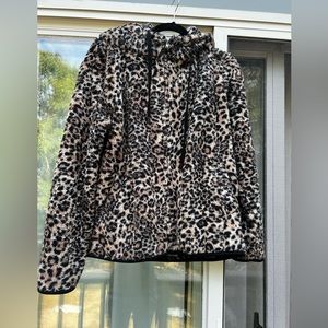 PJ Salvage Cheetah Print Teddy Coat/ 
Hoodie. Size Small.